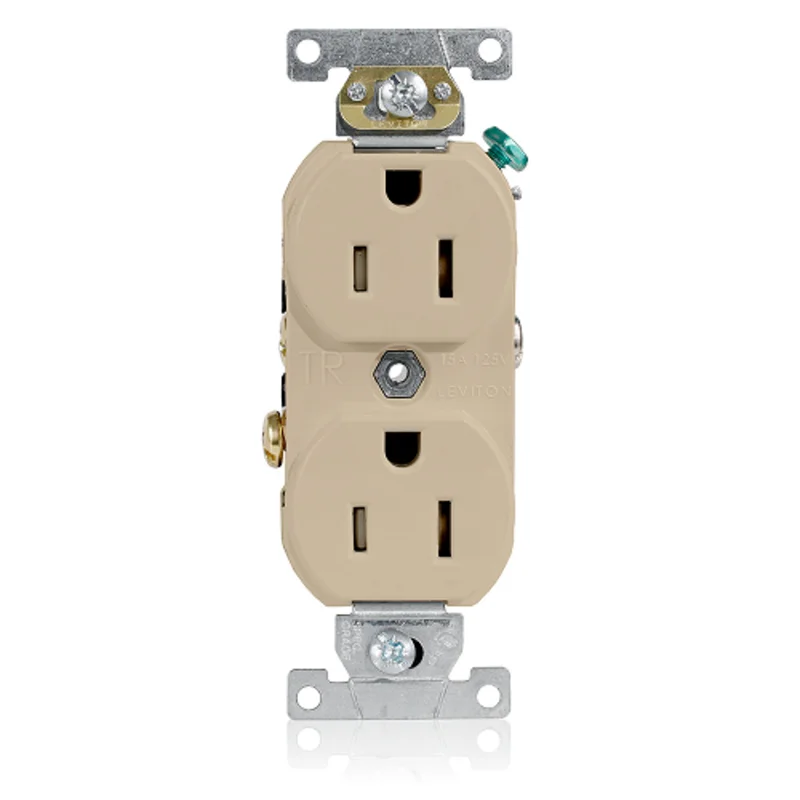 Leviton 20A 125V Side Wired Self Grounding Tamper Resistant Duplex Ivory TCR20-I