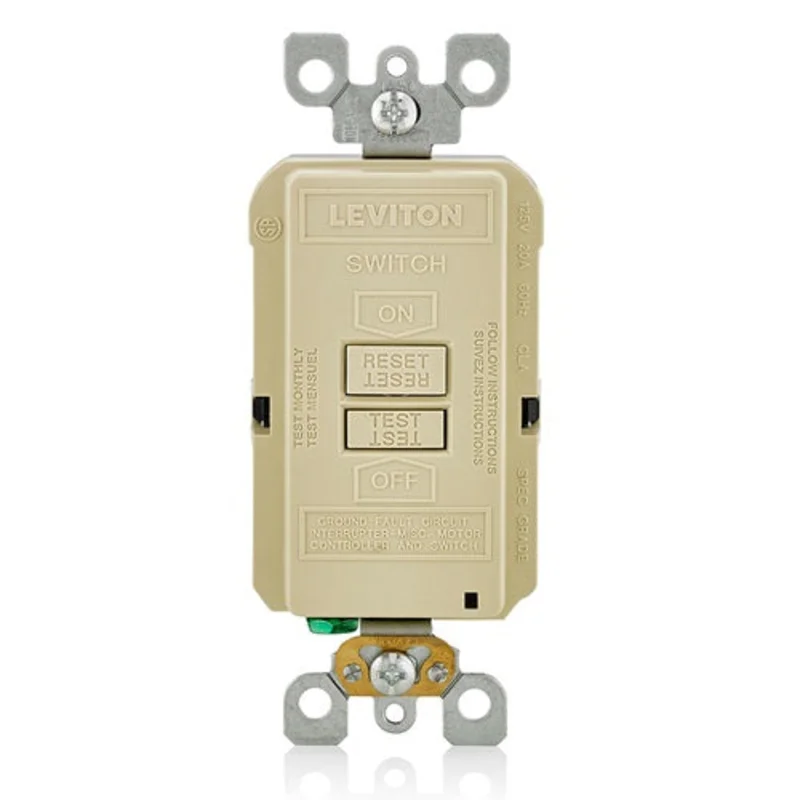 Leviton 20A 125V SmartlockPro Blank Face GFCI Receptacle Ivory GFRBF-I