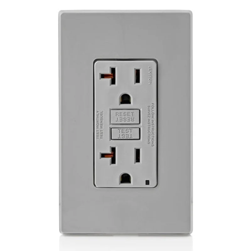 Leviton 20A 125V SmartlockPro GFCI Receptacle Gray GFNT2-GY