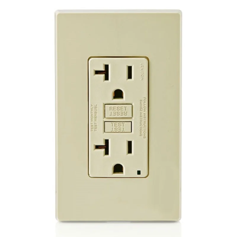 Leviton 20A 125V SmartlockPro Slim GFCI Receptacle Ivory GFNT2-I