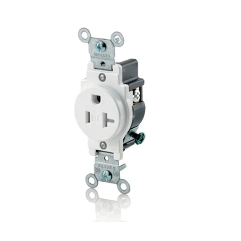 Leviton 20A 125V Tamper Resistant Single Receptacle White T5020-W