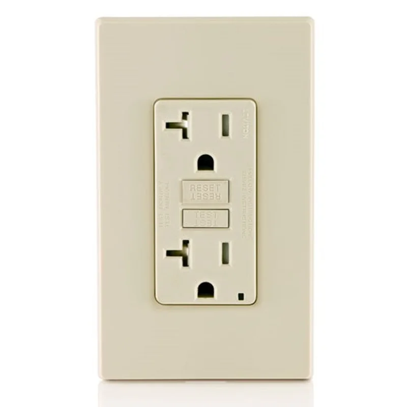 Leviton 20A 125V Tamper Resistant SmartlockPro GFCI Receptacle Light Almond GFTR2-T