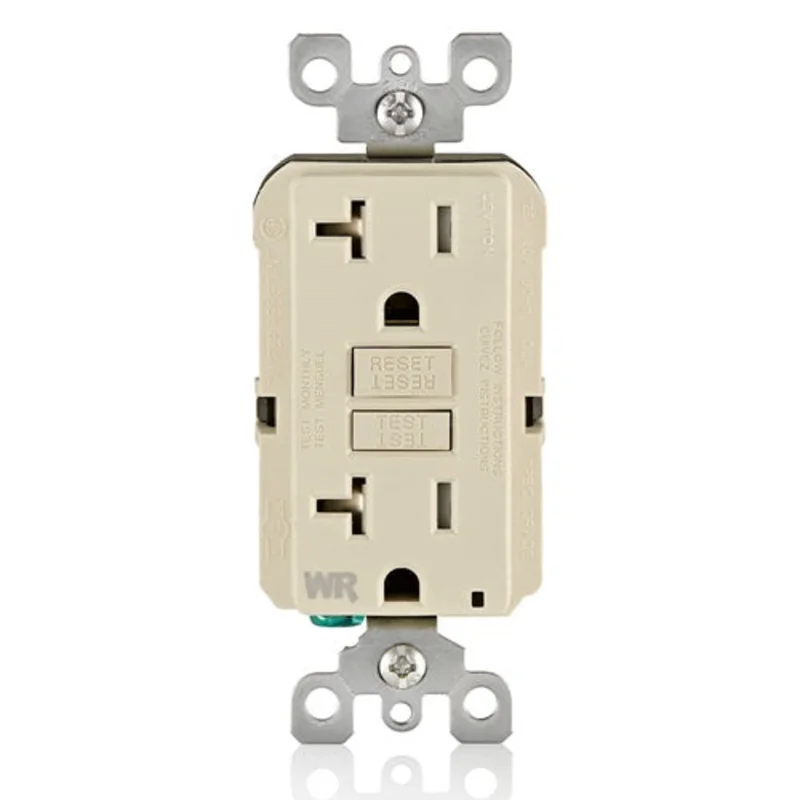 Leviton 20A 125V Tamper Resistant SmartlockPro GFCI Receptacle Light Almond GFWT2-T