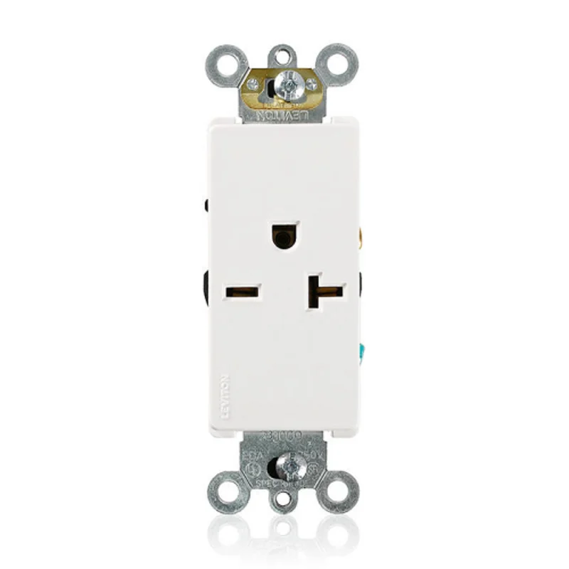 Leviton 20A 250V Decora Plus Single Receptacle Outlet Commercial Grade White 16441-W