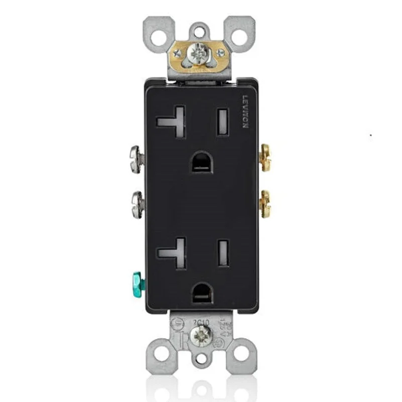 Leviton 20A NEMA 5-20R Tamper-Resistant Duplex Outlet Black T5825-E