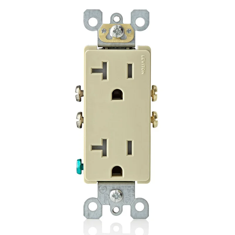 Leviton 20A NEMA 5-20R Tamper-Resistant Duplex Outlet Ivory T5825-I