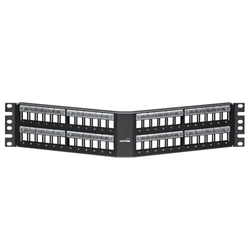 Leviton 2RU Angled QUICKPORT Patch Panel with Magnifying Lens 49256-L48