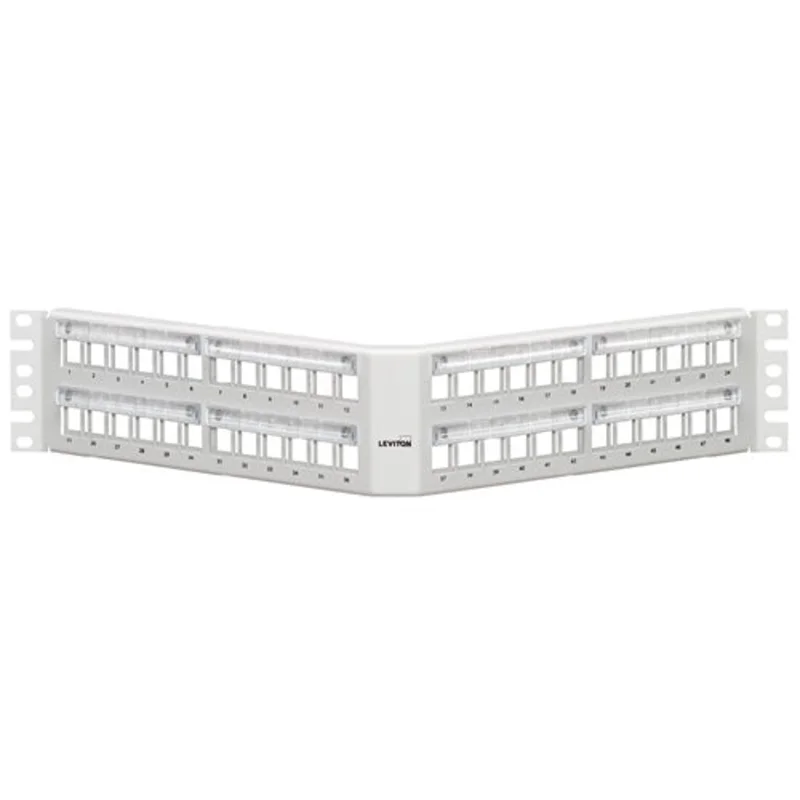 Leviton 2RU Angled QUICKPORT Patch Panel with Magnifying Lens 49256-W8M