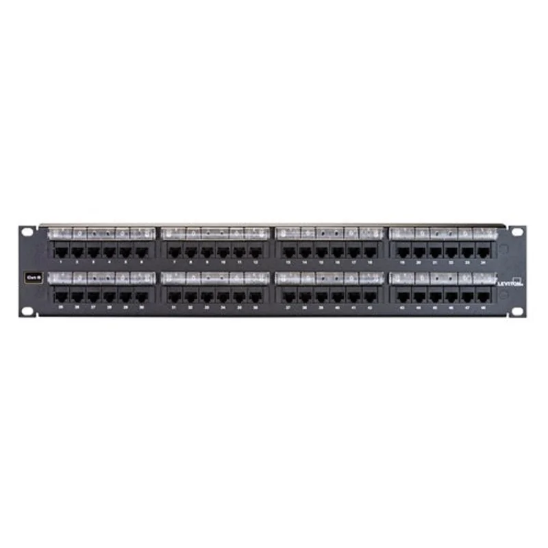 Leviton 2RU Cat 6 Flat 110-Style Patch Panel with Magnifying Lens Label Holder 69586-L48