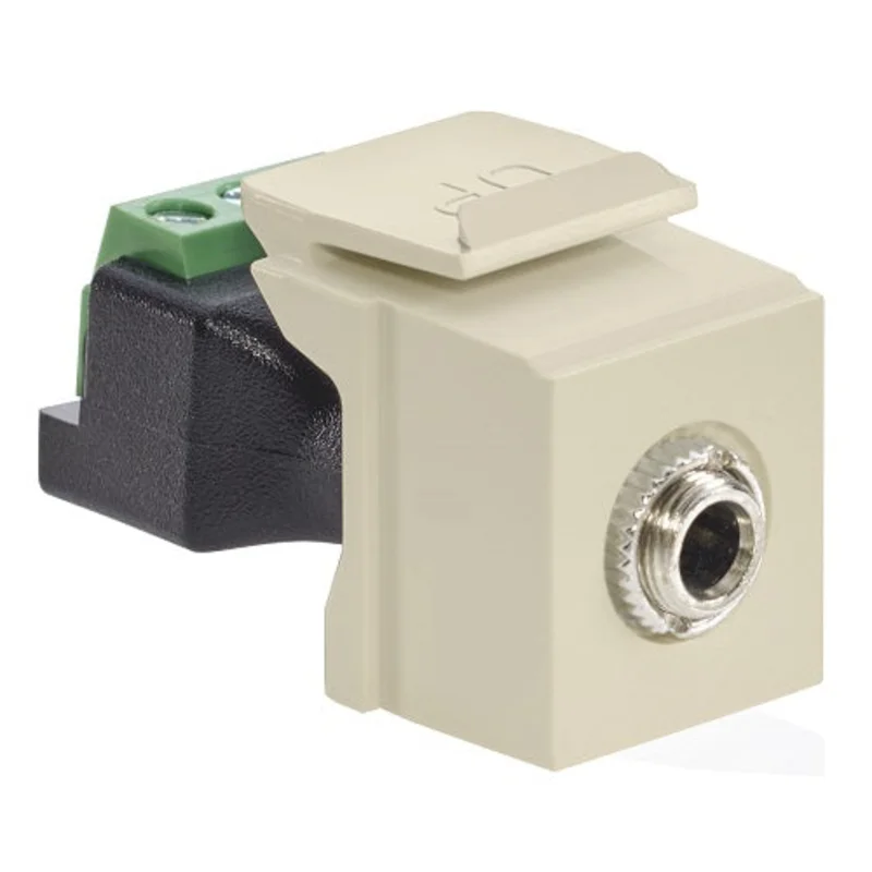 Leviton 3.5mm Stereo QUICKPORT Jack Female to Screw Terminal Ivory 40839-SIS