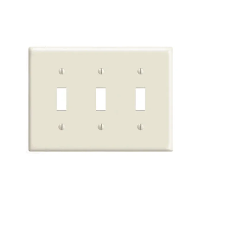 Leviton 3 Gang Toggle Switch Wallplate Midway Size Light Almond PJ3-T