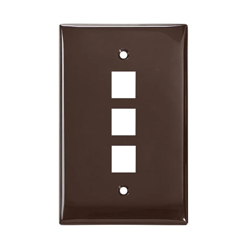 Leviton 3-Port Midsize Single-Gang QUICKPORT Wallplate Brown 41091-3BN