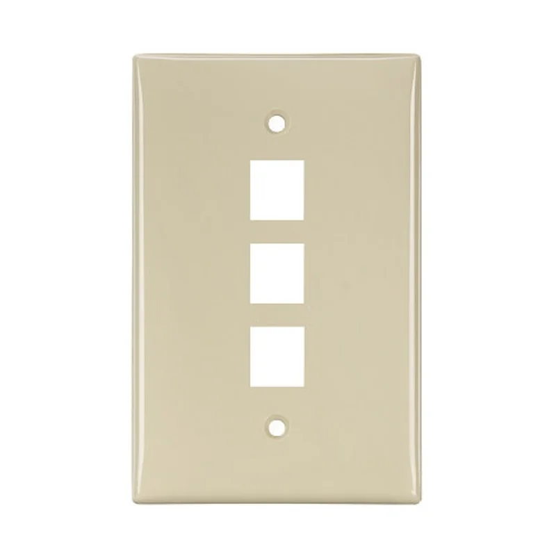 Leviton 3-Port Midsize Single-Gang QUICKPORT Wallplate Ivory 41091-3IN