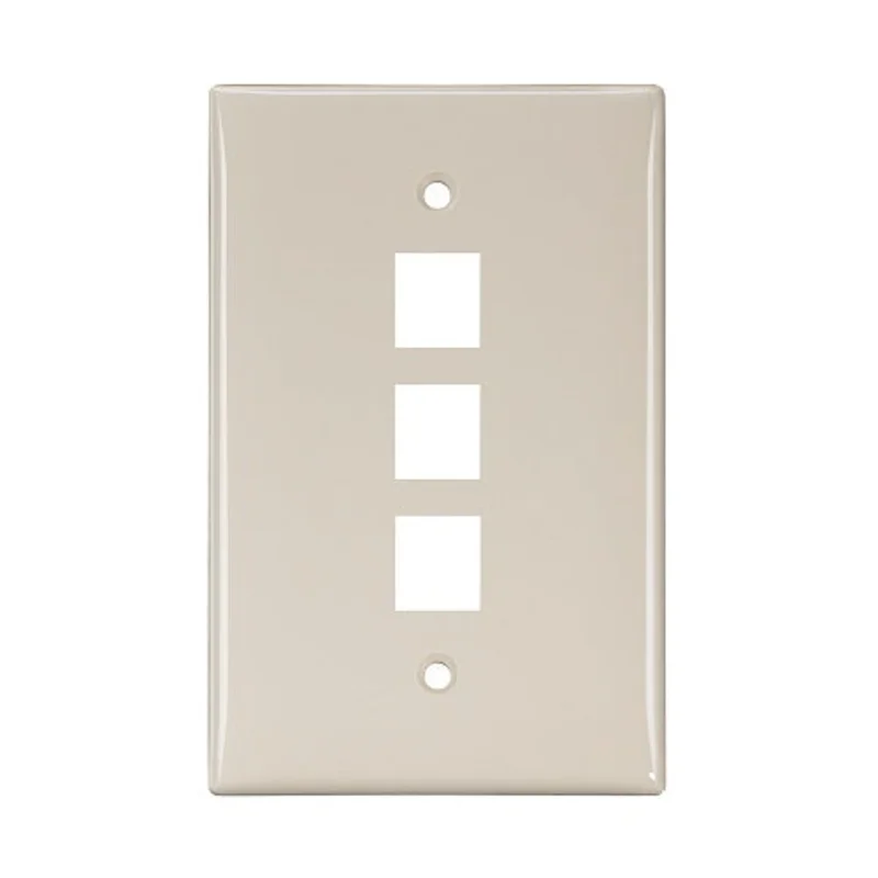 Leviton 3-Port Midsize Single-Gang QUICKPORT Wallplate Light Almond 41091-3TN