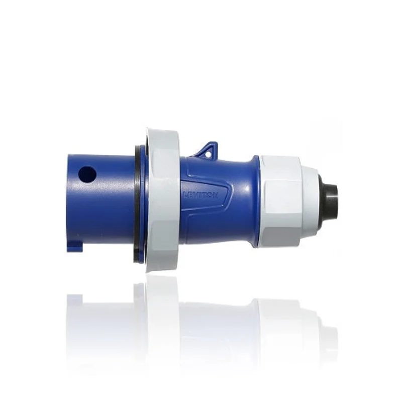 Leviton 30 Amp 250V LEV Series IEC Pin & Sleeve Plug with Clamp Blue 330P6WLEVA