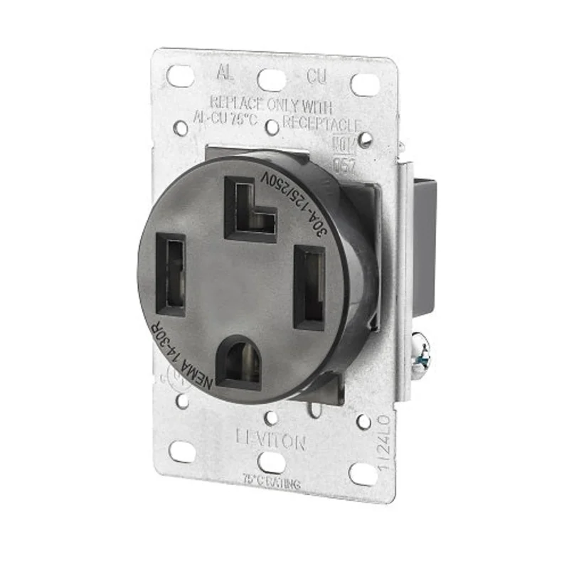 Leviton 30 Amp NEMA 14-30R Flush Mount Outlet Black 278-S00