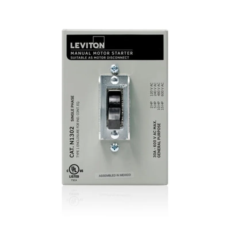 Leviton 30A 600V Double Pole AC Manual Motor Controller Gray N1302-DS