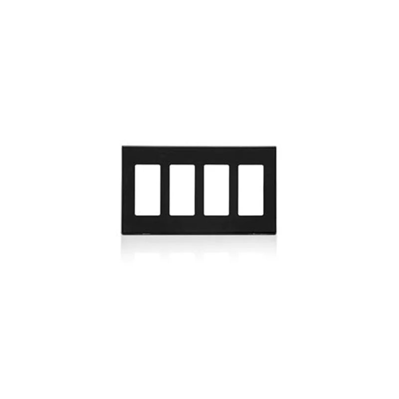 Leviton 4 Gang Decora Plus Screwless Wallplate Polycarbonate Black 80312-SE