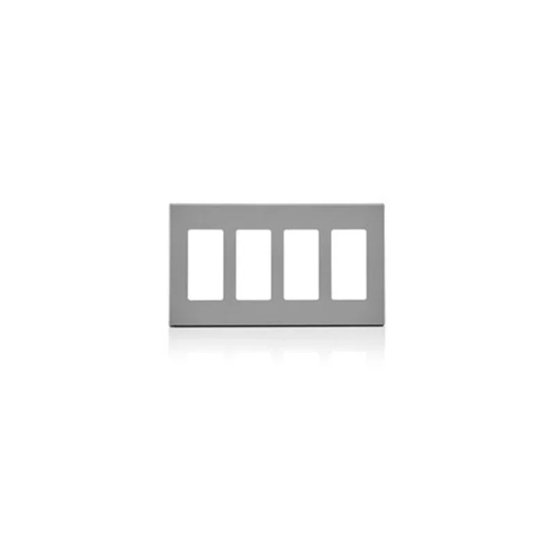 Leviton 4 Gang Decora Plus Screwless Wallplate Polycarbonate Gray 80312-GY