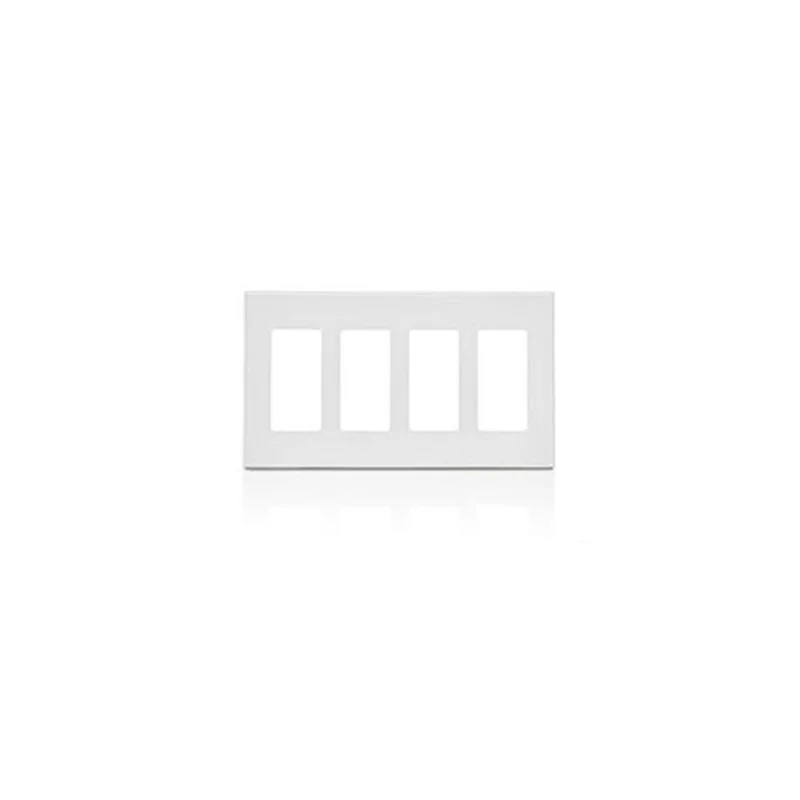 Leviton 4 Gang Decora Plus Screwless Wallplate Polycarbonate White 80312-SW