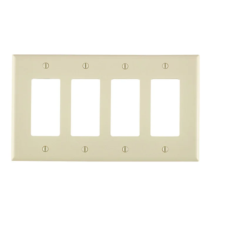 Leviton 4 Gang Decora Wallplate Midway Size Light Almond PJ264-T
