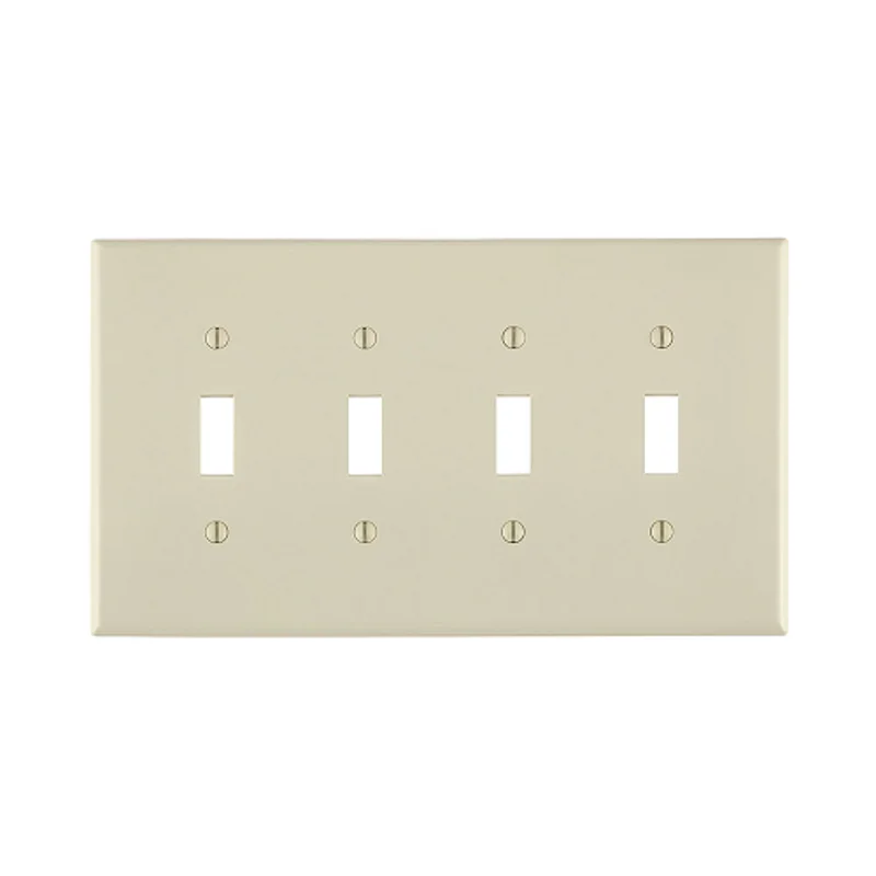 Leviton 4 Gang Toggle Switch Wallplate Midway Size Light Almond PJ4-T