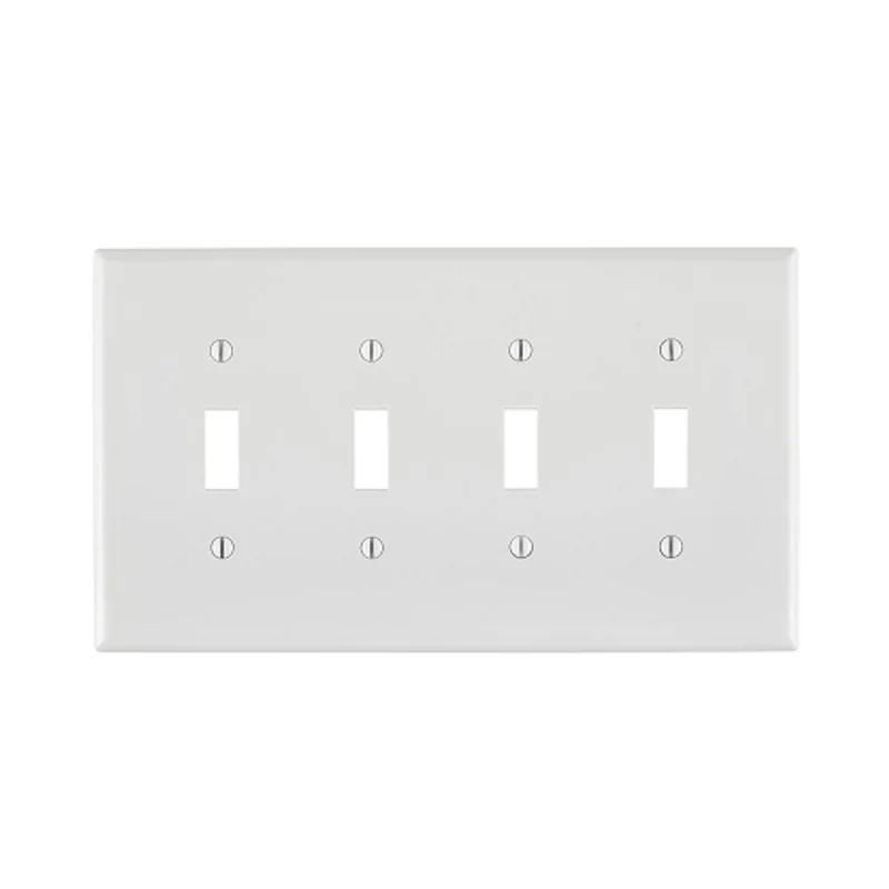 Leviton 4 Gang Toggle Switch Wallplate Midway Size White PJ4-W