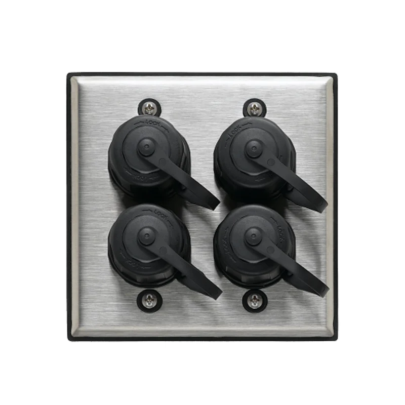Leviton 4 Port Dual Gang Industrial Outlet Kit D670K-2S4