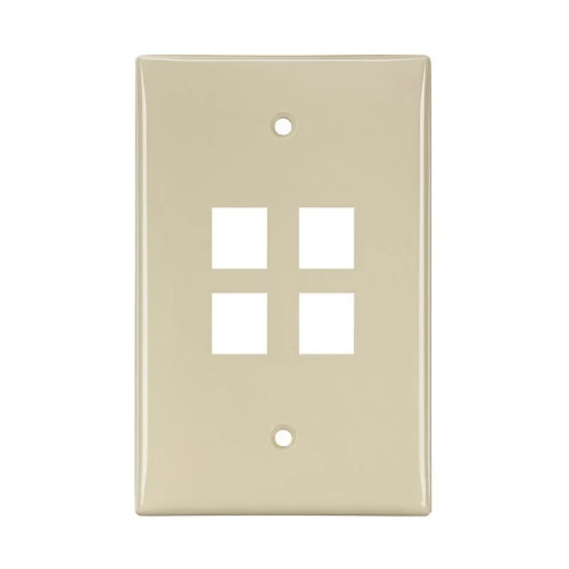 Leviton 4-Port Midsize Single-Gang QUICKPORT Wallplate Ivory 41091-4IN