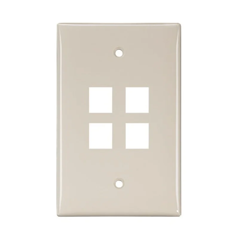 Leviton 4-Port Midsize Single-Gang QUICKPORT Wallplate Light Almond 41091-4TN