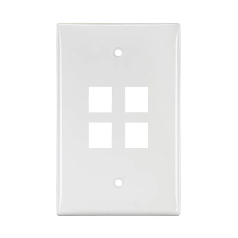 Leviton 4-Port Midsize Single-Gang QUICKPORT Wallplate White 41091-4WN