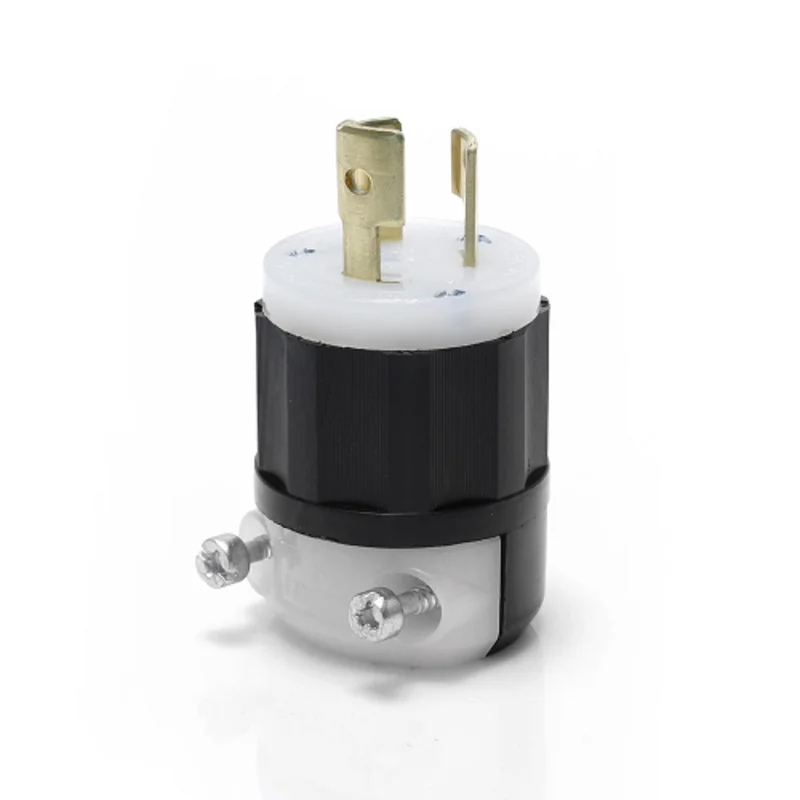 Leviton 4720-C NEMA L5-15P 2P 3W Locking Plug 15 Amp 125V Industrial Grade Ground Black/White