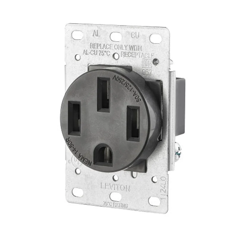 Leviton 50 Amp NEMA 14-50R Flush Mount Outlet Black 279-S00