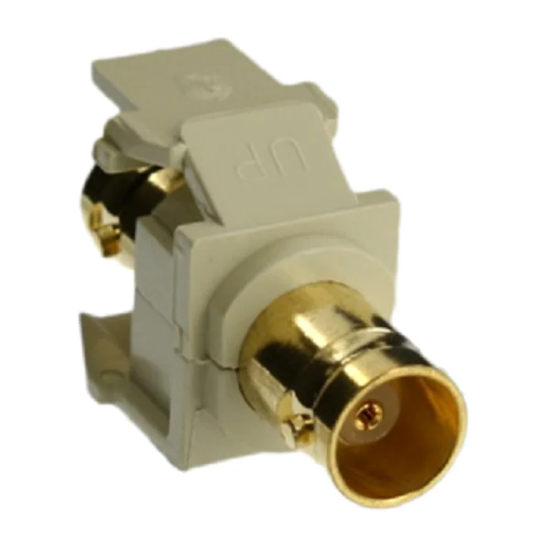 Leviton 50 Ohm Gold Plated BNC Feedthrough Connector Ivory 40832-BI