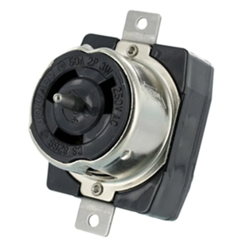 Leviton 50A 250V Locking Flush Mount Receptacle Black And White CS8269