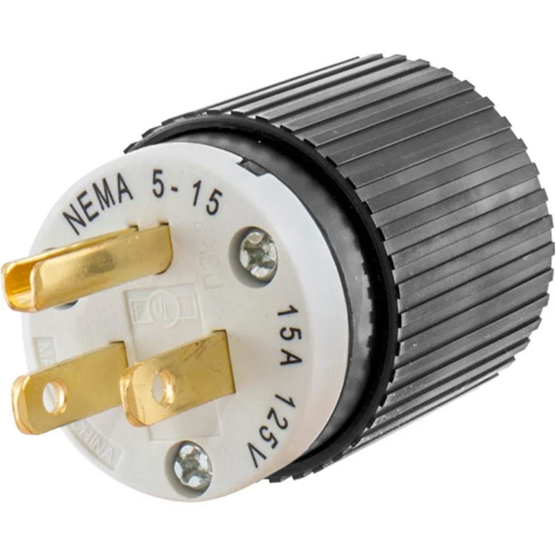 Leviton 5266-C NEMA 5-15P 2P 3W 15 Amp Straight Blade Plug 125V B/W