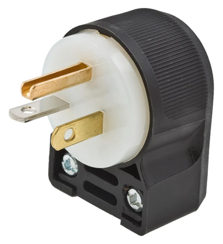 Leviton 5266-CA NEMA 5-15P 2-Pole 3W 15 Amp Angled Straight Blade Plug 125V B/W
