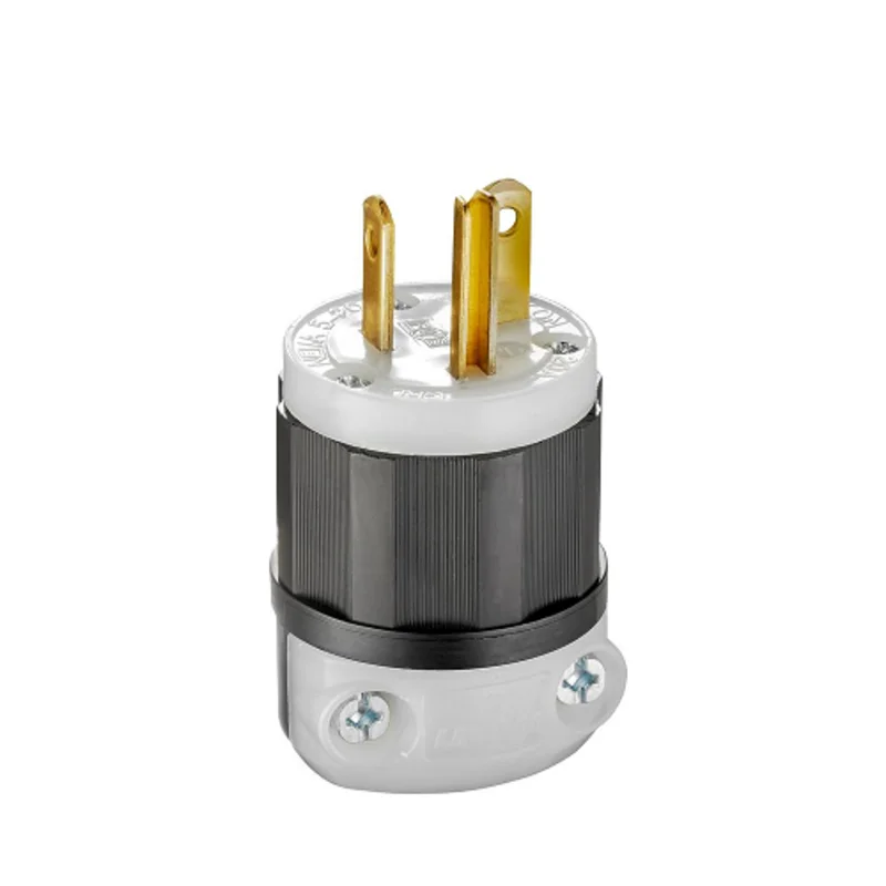 Leviton 5366-C NEMA 5-20P 2-Pole 3W 20 Amp Straight Blade Plug 125V B/W