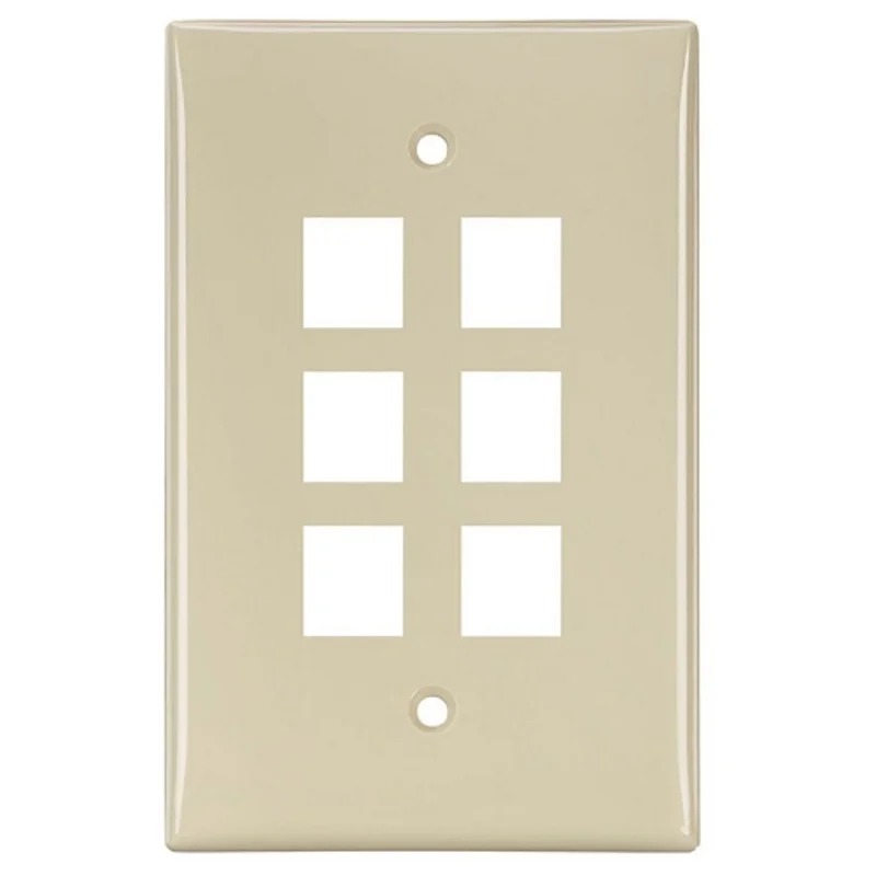 Leviton 6-Port Midsize Single-Gang QUICKPORT Wallplate Ivory 41091-6IN