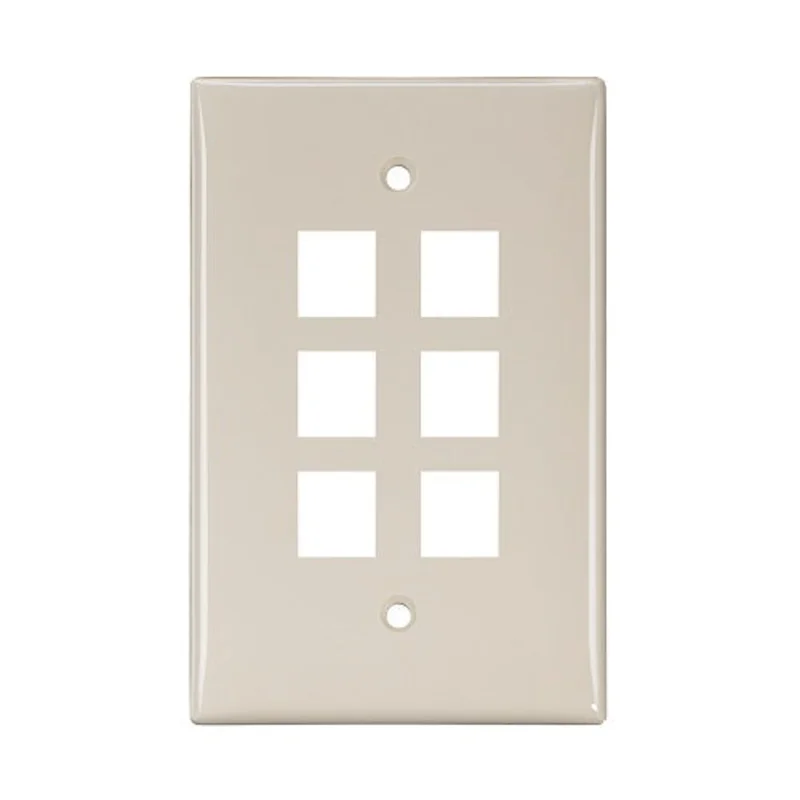 Leviton 6-Port Midsize Single-Gang QUICKPORT Wallplate Light Almond 41091-6TN