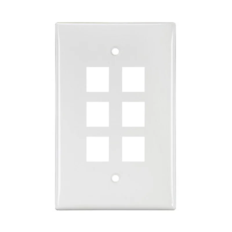 Leviton 6-Port Midsize Single-Gang QUICKPORT Wallplate White 41091-6WN