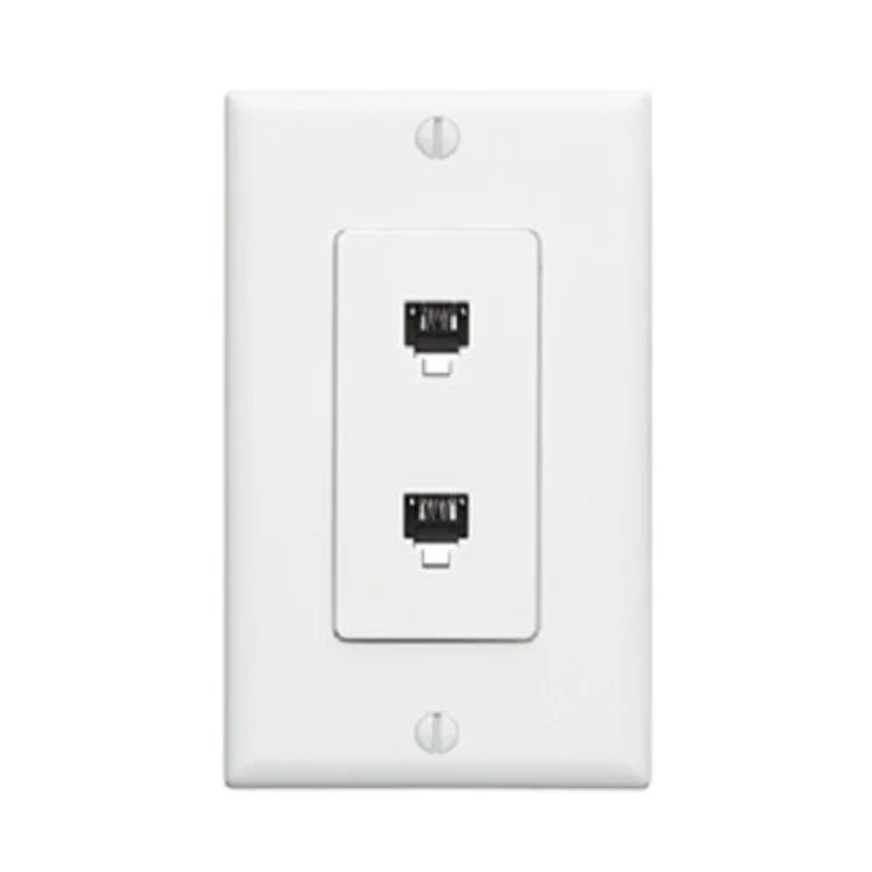 Leviton 6P4C + 6P4C Decora Telephone Wall Jack White 40144-W