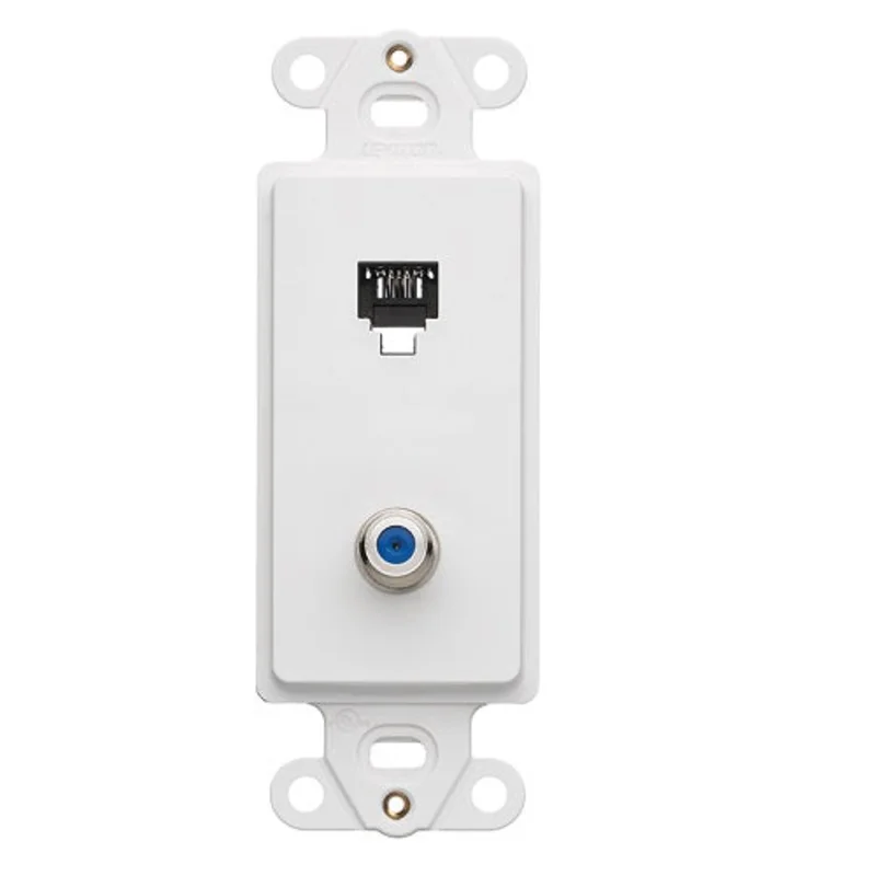 Leviton 6P4C + F Connector Telephone Decora Insert Screw Terminal White 40659-W