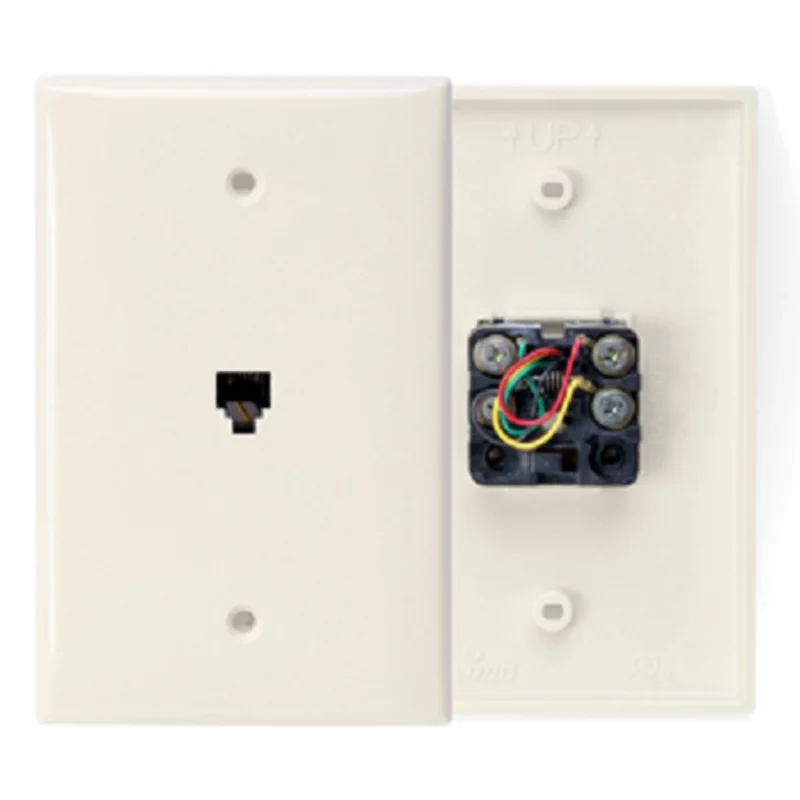 Leviton 6P4C Midsize Telephone Wall Jack Light Almond 40539-PMT
