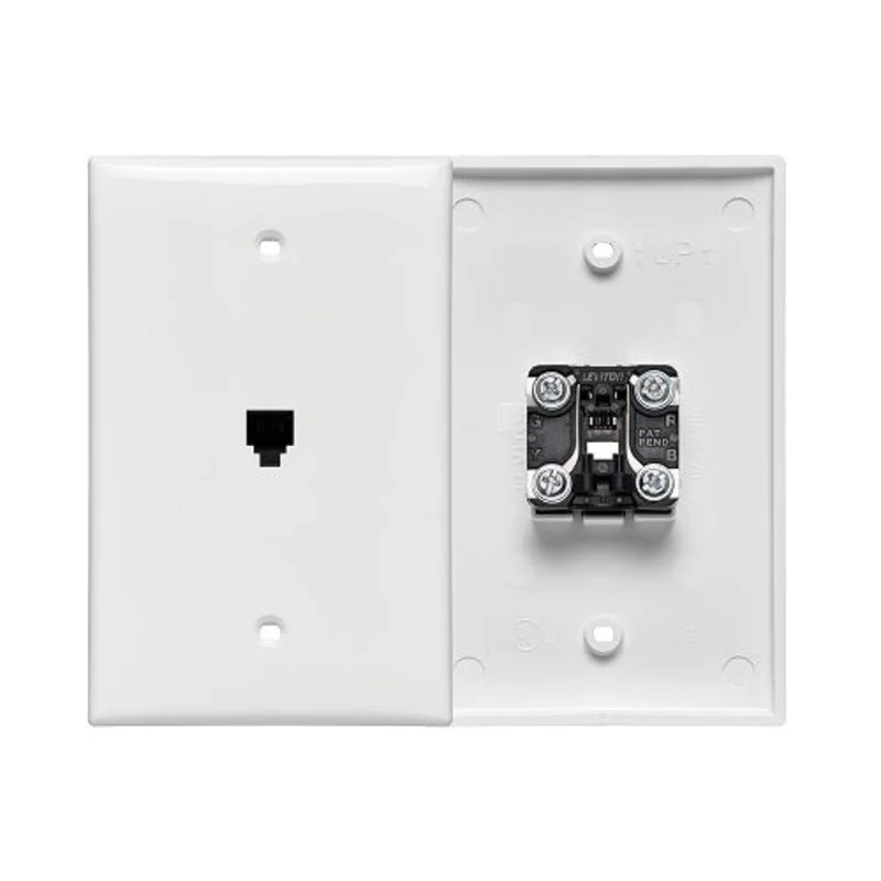Leviton 6P4C Midsize Telephone Wall Jack White 40539-PMW