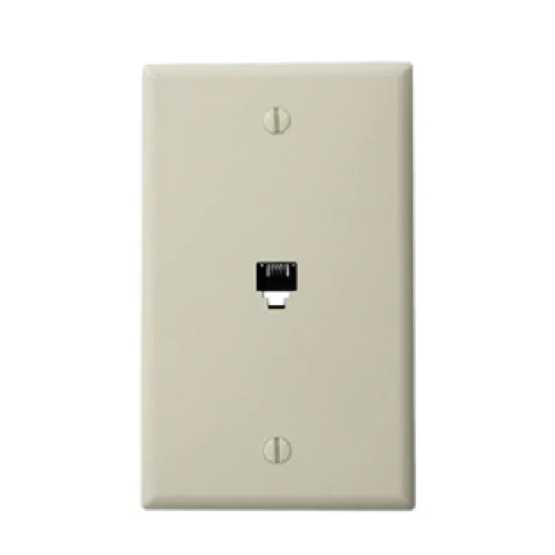 Leviton 6P4C Standard Telephone Wall Jack Light Almond 40249-T