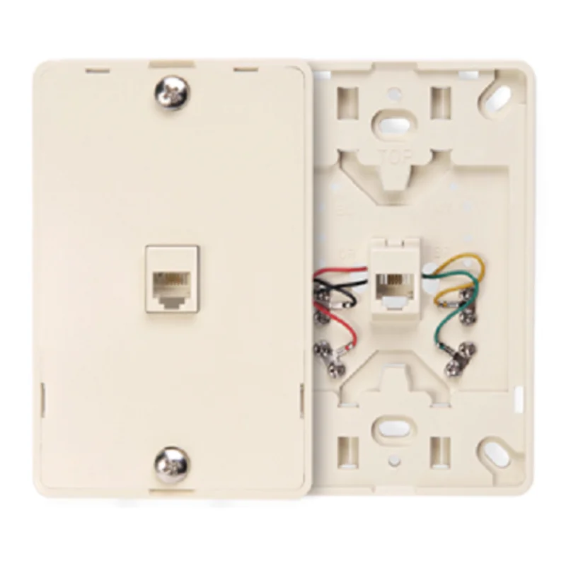 Leviton 6P4C Telephone Wall Jack Light Almond 40214-T