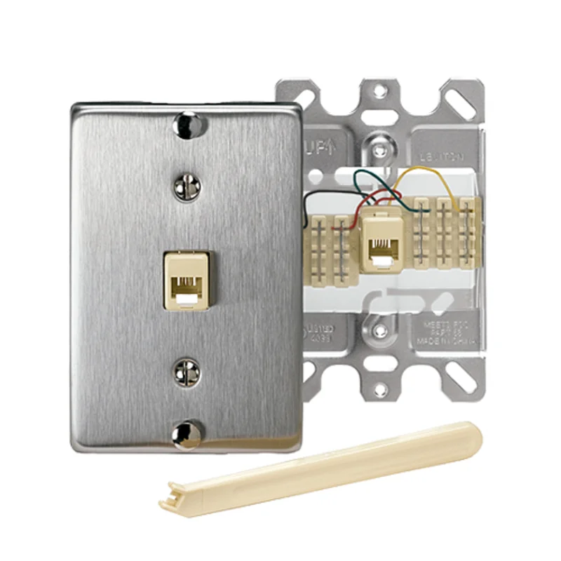 Leviton 6P4C Telephone Wall Jack Stainless Steel 40223-S