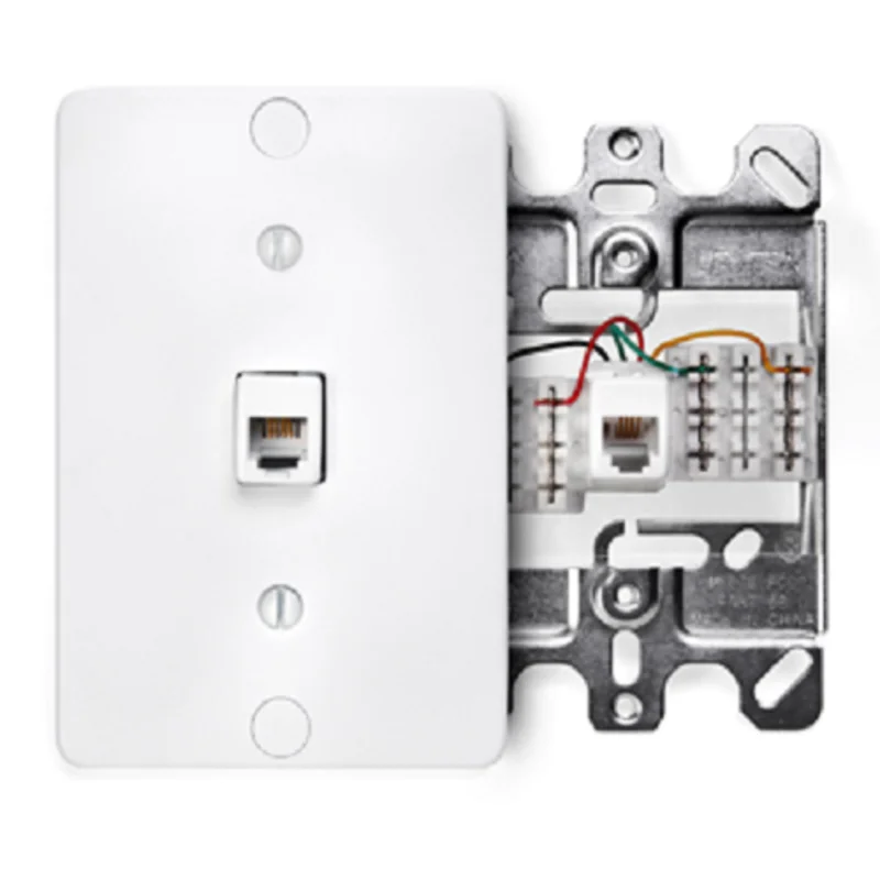 Leviton 6P4C Telephone Wall Phone Jack White 40253-W