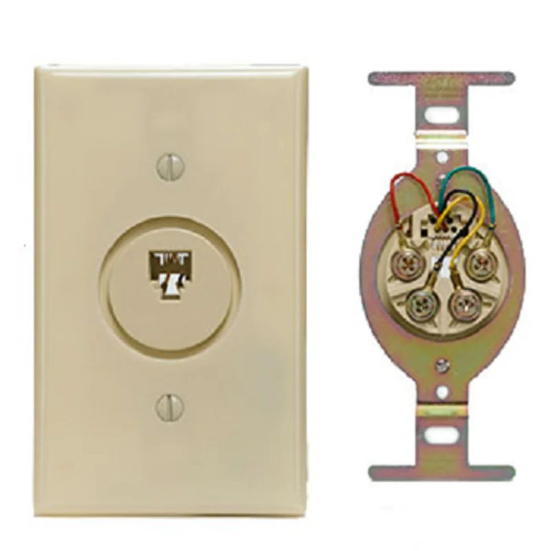 Leviton 6P4C Terminal Screw Round Insert Telephone Wall Jack 40201-I